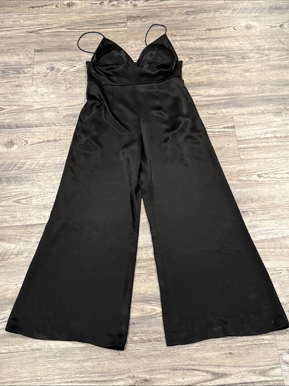 JILL Jill Stuart Black Satin Wide-Leg Jumpsuit Size 0 - Picture 2 of 6